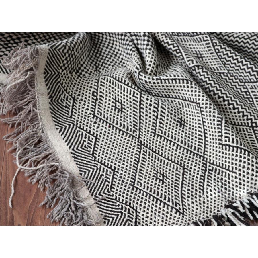 モロッコキリム ザナフィ ZANAFI kilim 205x93cm パターンの違うジジム織り モノトーン |  | 08