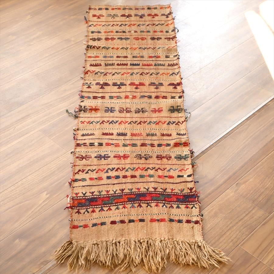 オールドキリム　キャメルウールのフラグメント 136x38cm 東イラン・グチャン