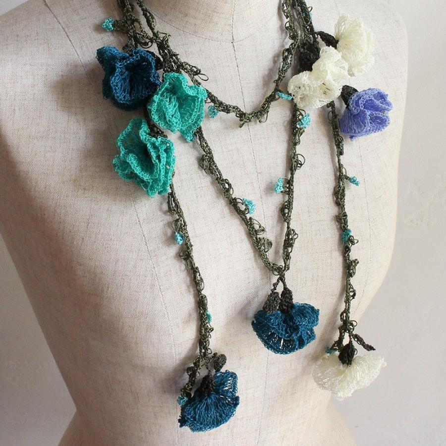 トルコのレース「オヤ」立体的な花 ロングラリエットかぎ針編みのトゥオヤクール系4色のお花 | ブランド登録なし | 01