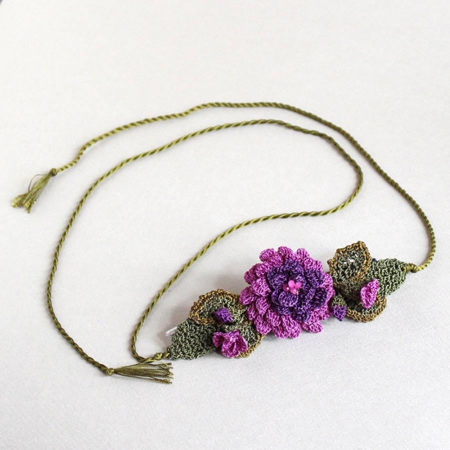 ハンドメイドレースフラワー ボタニカルネックレス大輪のバラ オヤモチーフ | ブランド登録なし | 01