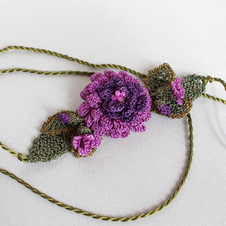 ハンドメイドレースフラワー ボタニカルネックレス大輪のバラ オヤモチーフ | ブランド登録なし | 02