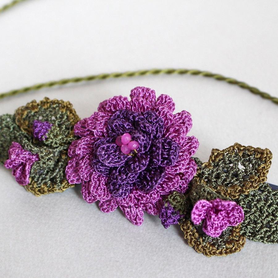 ハンドメイドレースフラワー ボタニカルネックレス大輪のバラ オヤモチーフ | ブランド登録なし | 03