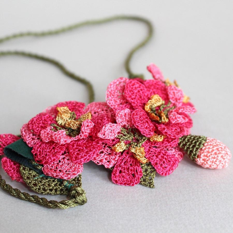 ハンドメイドレースフラワー ボタニカルネックレス大輪のバラ オヤモチーフ | ブランド登録なし | 02