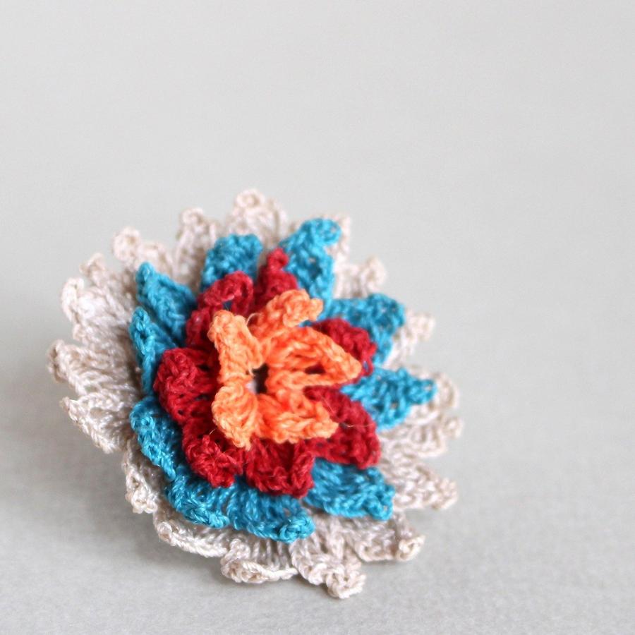 トルコのレース「オヤ」リングかぎ針編みのトゥオヤ/グラデーションカラーのお花 | ブランド登録なし