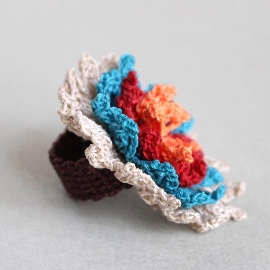 トルコのレース「オヤ」リングかぎ針編みのトゥオヤ/グラデーションカラーのお花 | ブランド登録なし | 01