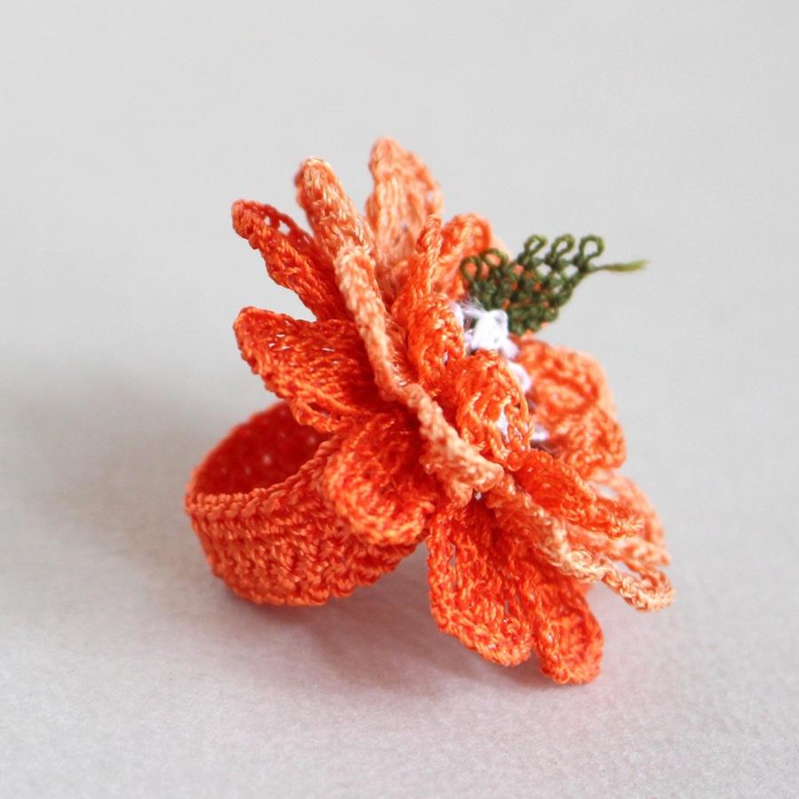 トルコのレース「オヤ」リングかぎ針編みのトゥオヤ/グラデーションカラーのお花 | ブランド登録なし | 01