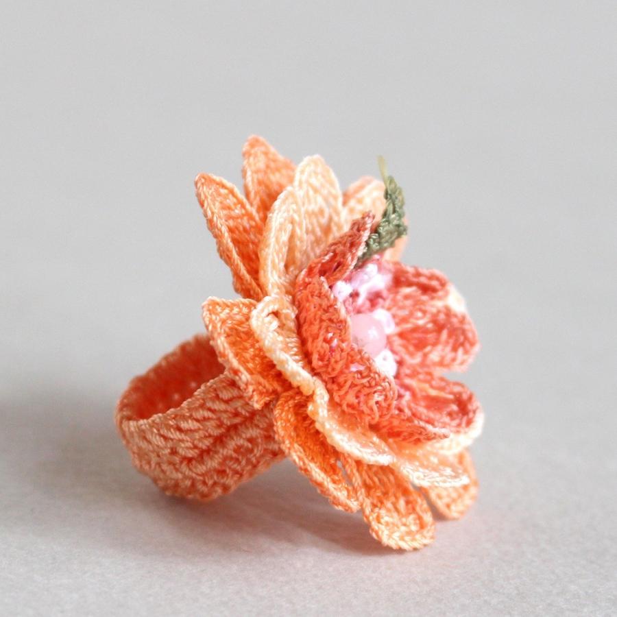 トルコのレース「オヤ」リングかぎ針編みのトゥオヤ/グラデーションカラーのお花 | ブランド登録なし | 01