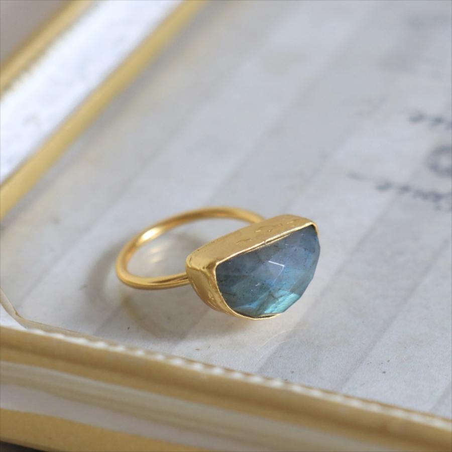 アルサメイア・リング ゴールドプレーテッド/トルコジュエリー クォータームーン・ラブラドライト　Labradorite Ring | ブランド登録なし