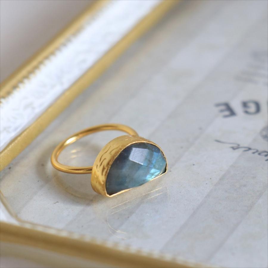 アルサメイア・リング ゴールドプレーテッド/トルコジュエリー クォータームーン・ラブラドライト　Labradorite Ring | ブランド登録なし | 01