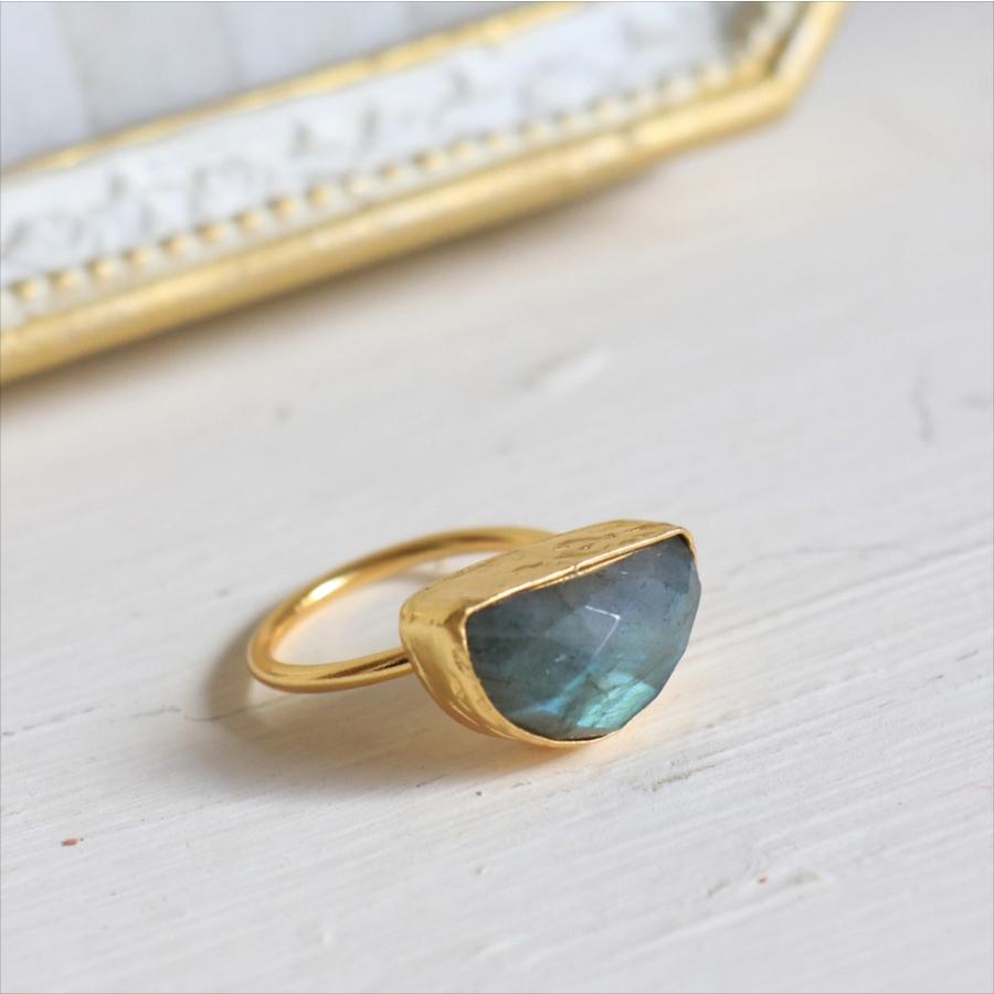 アルサメイア・リング ゴールドプレーテッド/トルコジュエリー クォータームーン・ラブラドライト　Labradorite Ring | ブランド登録なし | 02