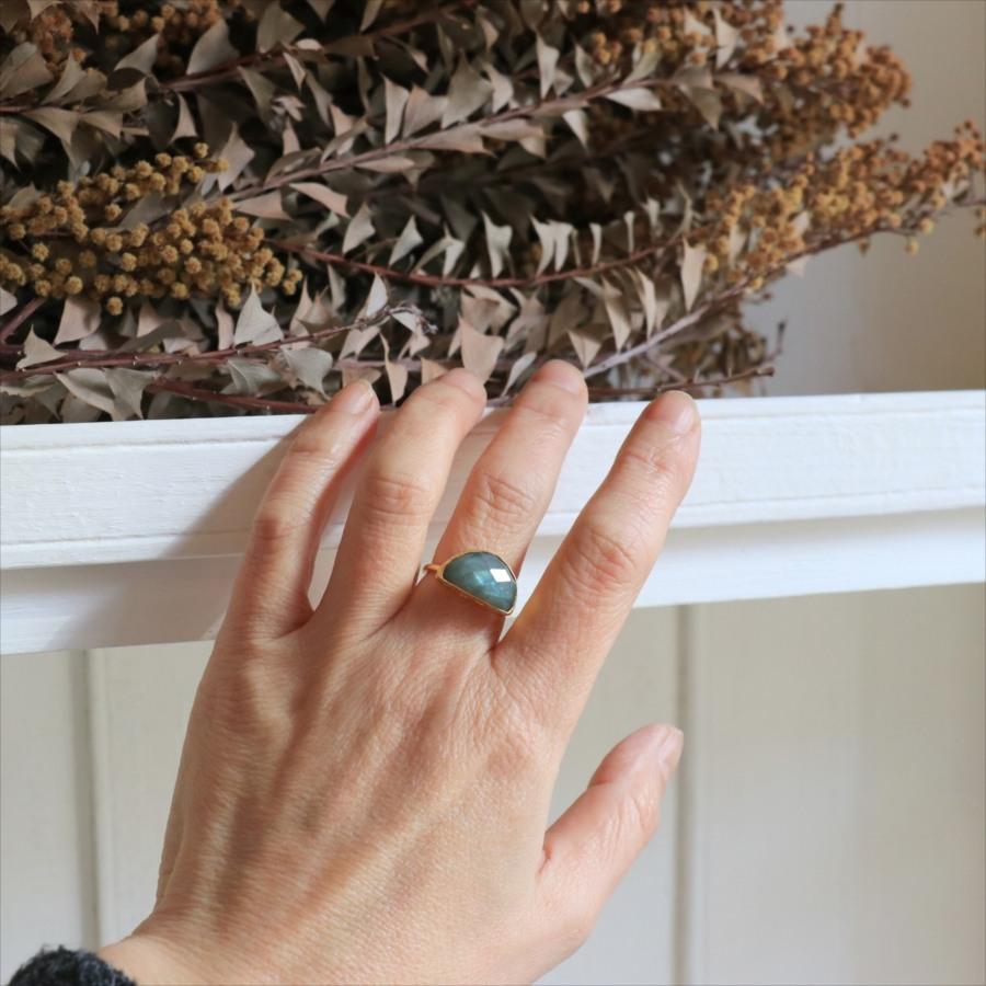 アルサメイア・リング ゴールドプレーテッド/トルコジュエリー クォータームーン・ラブラドライト　Labradorite Ring | ブランド登録なし | 05