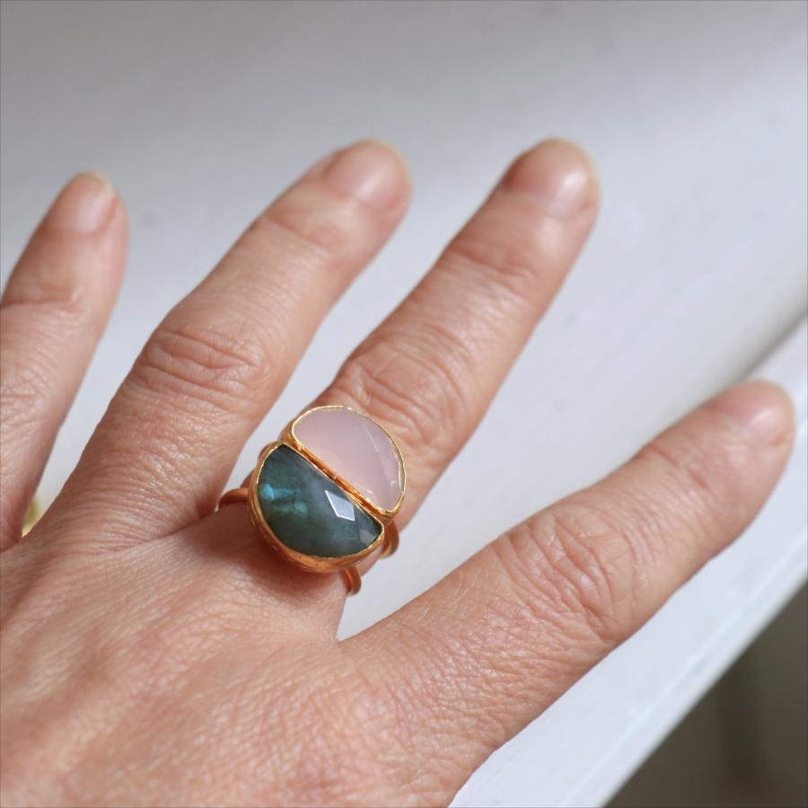 アルサメイア・リング ゴールドプレーテッド/トルコジュエリー クォータームーン・ラブラドライト　Labradorite Ring | ブランド登録なし | 06