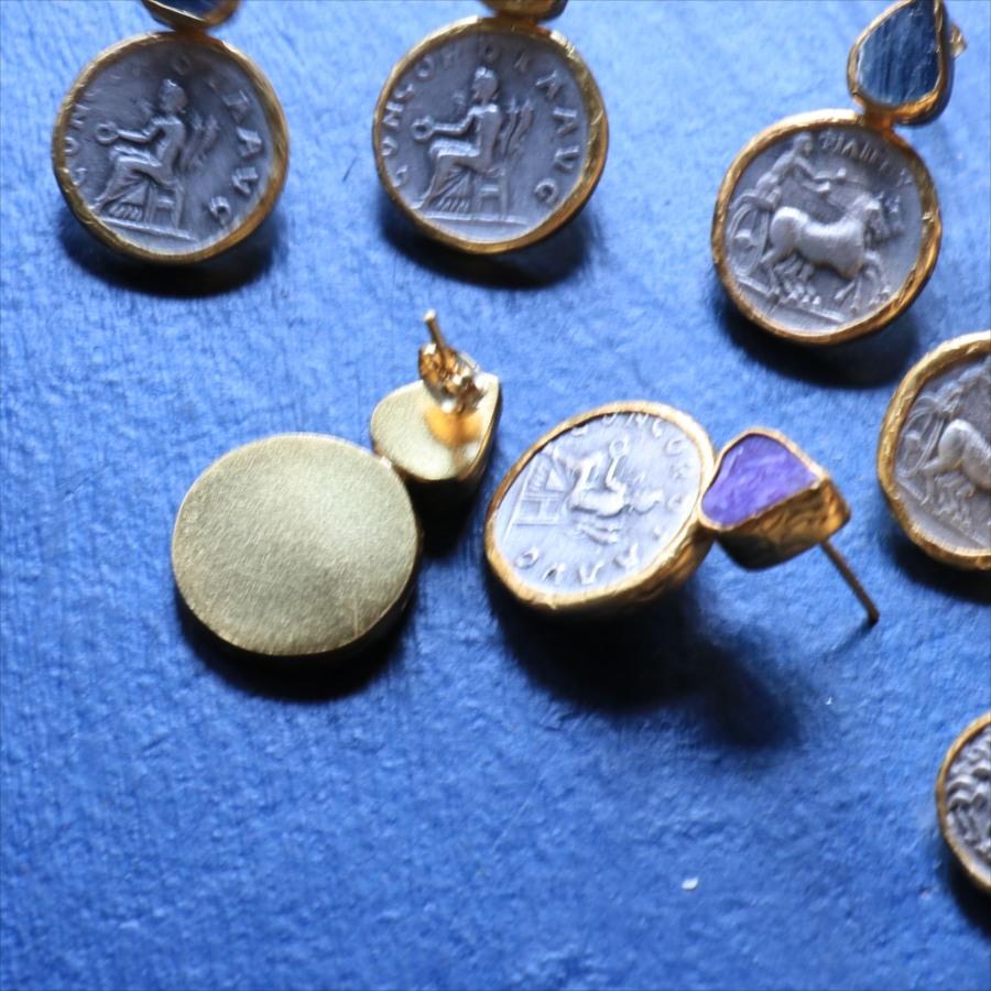 アルサメイア パープルアゲート＆コインピアス 【現品】 天然石 アンティークコイン ローマ帝国 | ブランド登録なし | 02