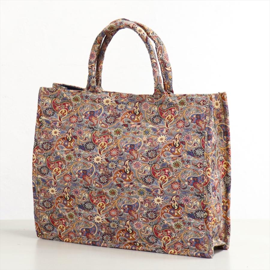 テルメ ペイズリーのトートバッググレー レッスンバッグ | 