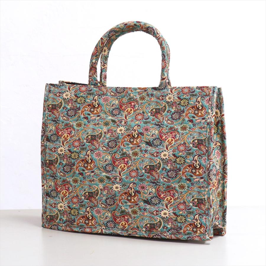 テルメ ペイズリーのトートバッグエメラルドグリーン レッスンバッグ | 