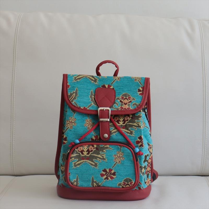 ミニリュック　バックパック　トルコ製オットマンフラワー　セルリアンブルー | ブランド登録なし
