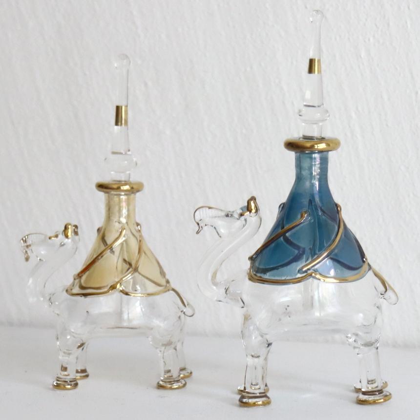 エジプト香水瓶 ラクダ 2頭セット イエロー ブルー : インプレッション