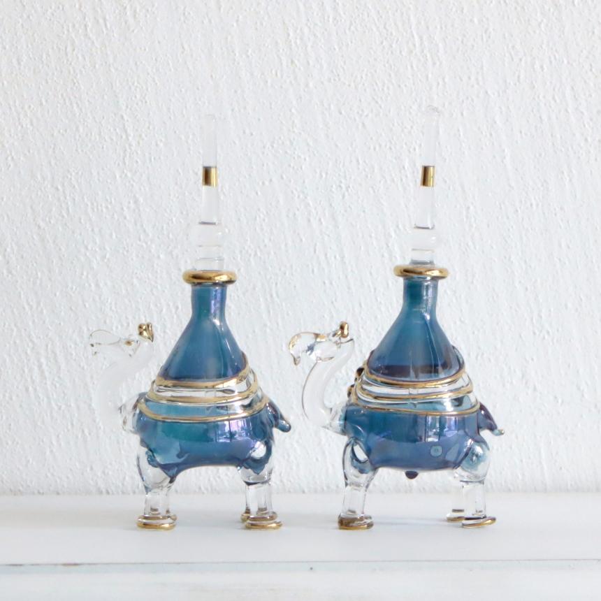 エジプト ガラス香水瓶　ラクダ　2頭セット　ブルー | 