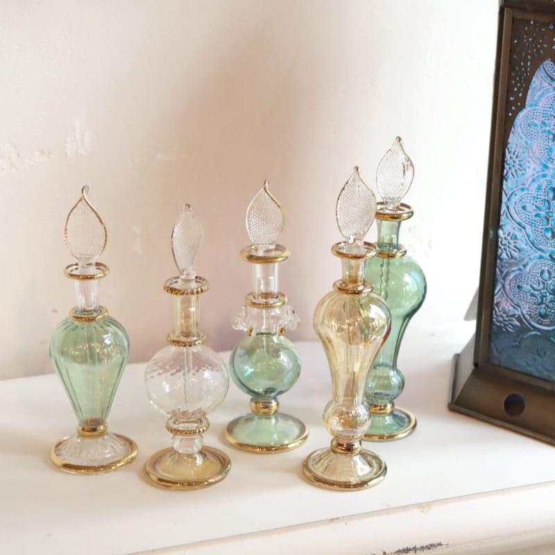 エジプト香水瓶　ガラス5点セット エジプト香水瓶 5本セット ガラスボトル オプティック