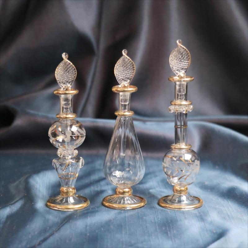 エジプト香水瓶 3本セット ガラスボトル クリア : インプレッション