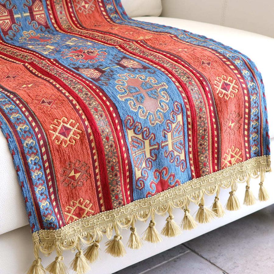 テーブルランナー140cm/ベッドスロー アジデルハ ブルー 【トルコ シュニール素材】 | ブランド登録なし | 03