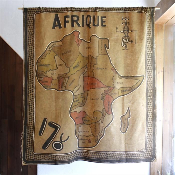 アフリカの泥染布 Mud Cloth Mali, African textile  166x146cm アフリカ大陸の古地図　大サイズ | ブランド登録なし