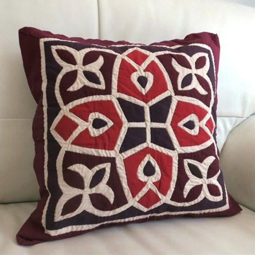 ハーヤ メーヤ/イスラミックデザインが美しいエジプトの手仕事~43x41cmアップリケ刺繍のコットンクッションカバー40cm | ブランド登録なし