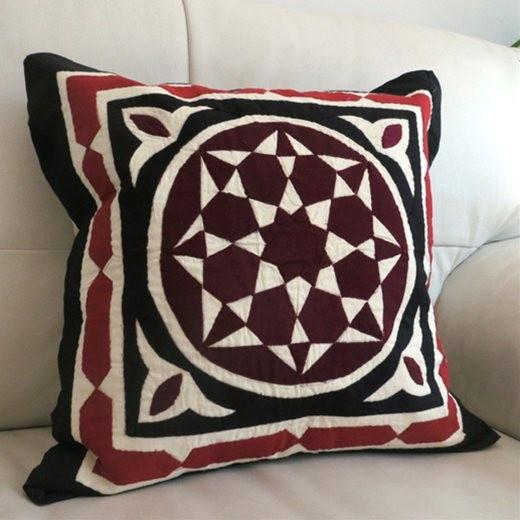 ハーヤ メーヤ/イスラミックデザインが美しいエジプトの手仕事~44x43cmアップリケ刺繍のコットンクッションカバー40cm | ブランド登録なし