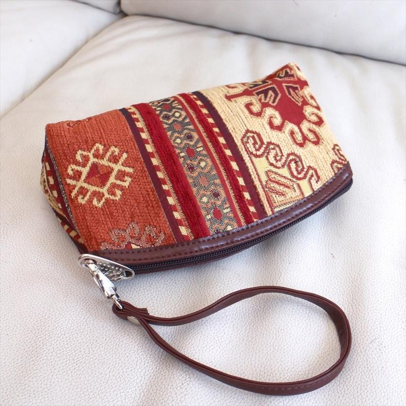 トルコデザインのポーチ シュニール素材アジデルハ キャメルブラウン | ブランド登録なし | 01