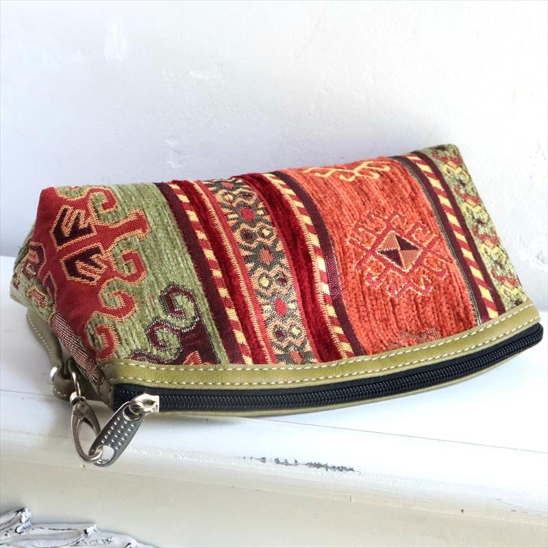 トルコデザインのポーチ シュニール素材 アジデルハ オリーブグリーン | ブランド登録なし | 02