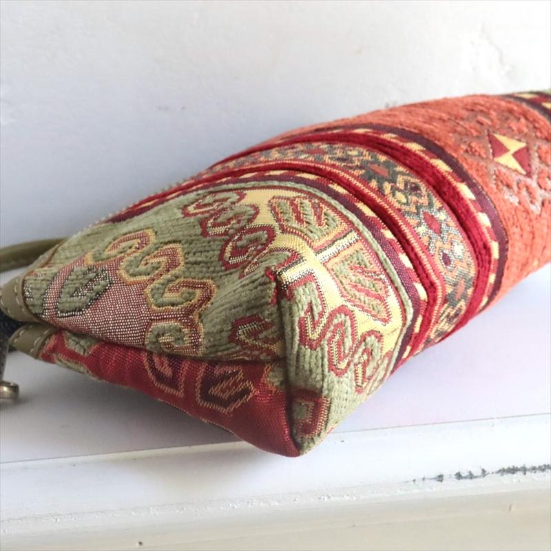 トルコデザインのポーチ シュニール素材 アジデルハ オリーブグリーン | ブランド登録なし | 03