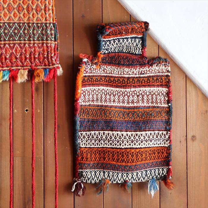 岩塩の保存に使っていた塩袋・ソルトバック(ナマクダン）・オリジナル ブルーとオレンジ・白のボーダー Namakdan Saltbag