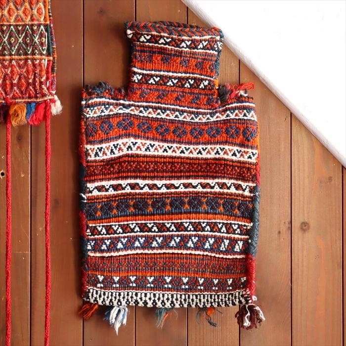 岩塩の保存に使っていた塩袋・ソルトバック(ナマクダン）・オリジナル ブルーとオレンジ・白のボーダー Namakdan Saltbag 