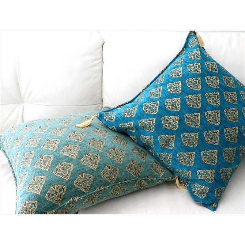 クッションカバー60x60cm トルコ製ファブリックヤプラック ジェイド