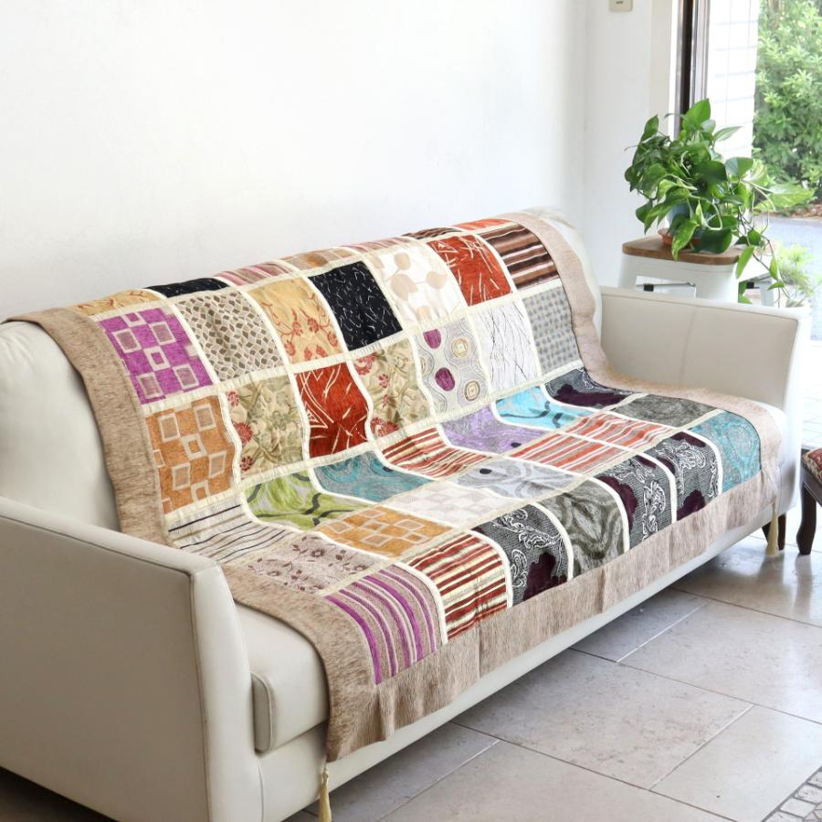 ソファカバー マルチカバー 150cm正方形 パッチワーク シュニール素材 インテリアファブリック トルコ製 | ブランド登録なし