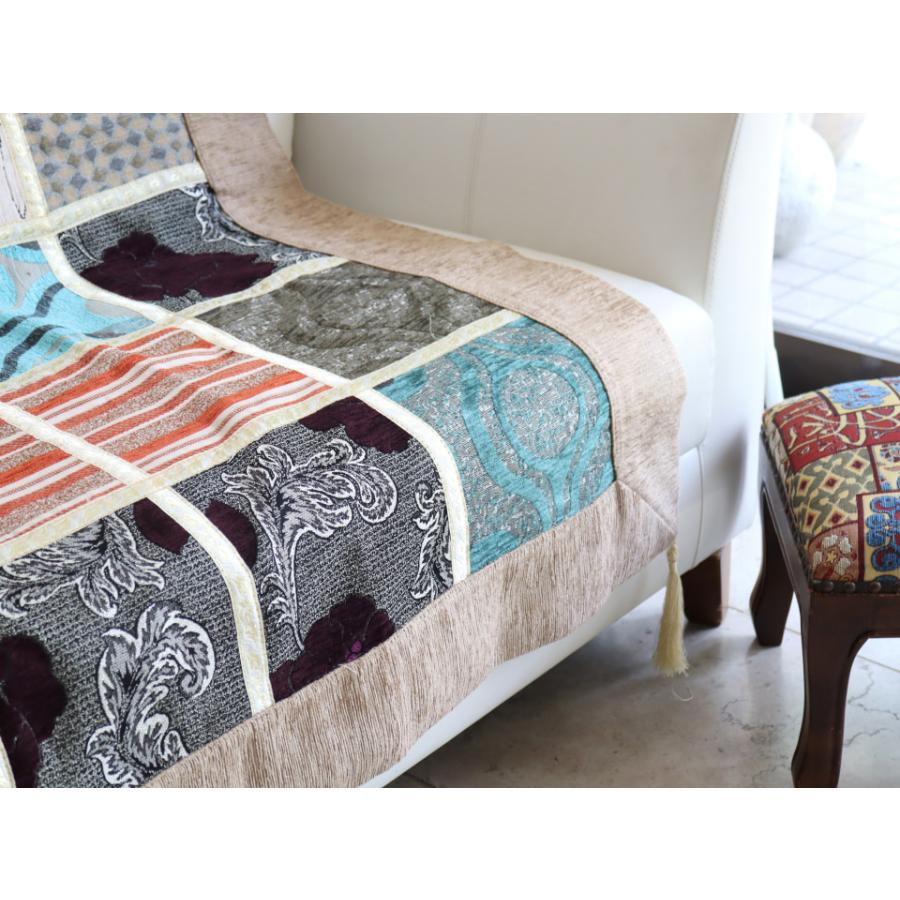 ソファカバー マルチカバー 150cm正方形 パッチワーク シュニール素材 インテリアファブリック トルコ製 | ブランド登録なし | 03