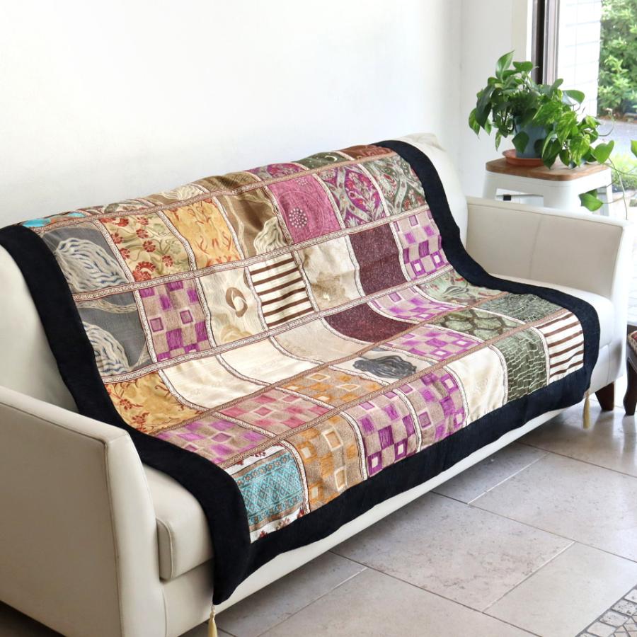 ソファカバー マルチカバー 150cm正方形 パッチワーク シュニール素材 インテリアファブリック トルコ製 | ブランド登録なし