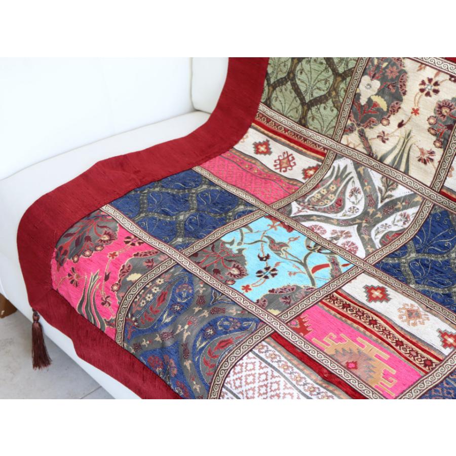 ソファカバー マルチカバー 150cm正方形 パッチワーク シュニール素材 インテリアファブリック トルコ製 | ブランド登録なし | 02