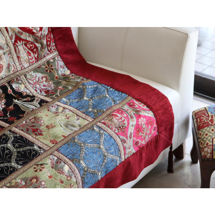 ソファカバー マルチカバー 150cm正方形 パッチワーク シュニール素材 インテリアファブリック トルコ製 | ブランド登録なし | 03