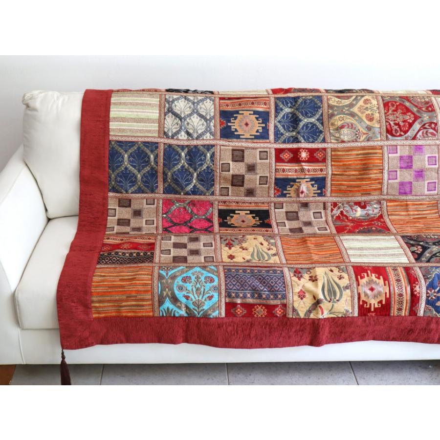 ソファカバー マルチカバー 150cm正方形 パッチワーク シュニール素材 インテリアファブリック トルコ製 | ブランド登録なし | 02