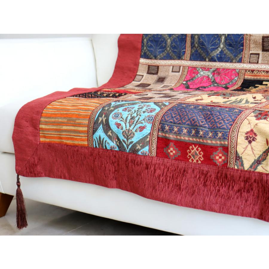 ソファカバー マルチカバー 150cm正方形 パッチワーク シュニール素材 インテリアファブリック トルコ製 | ブランド登録なし | 03