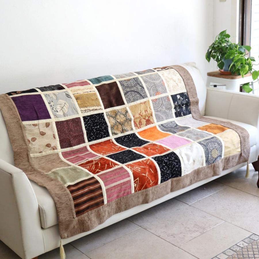 ソファカバー マルチカバー 150cm正方形 パッチワーク シュニール素材 インテリアファブリック トルコ製 | ブランド登録なし