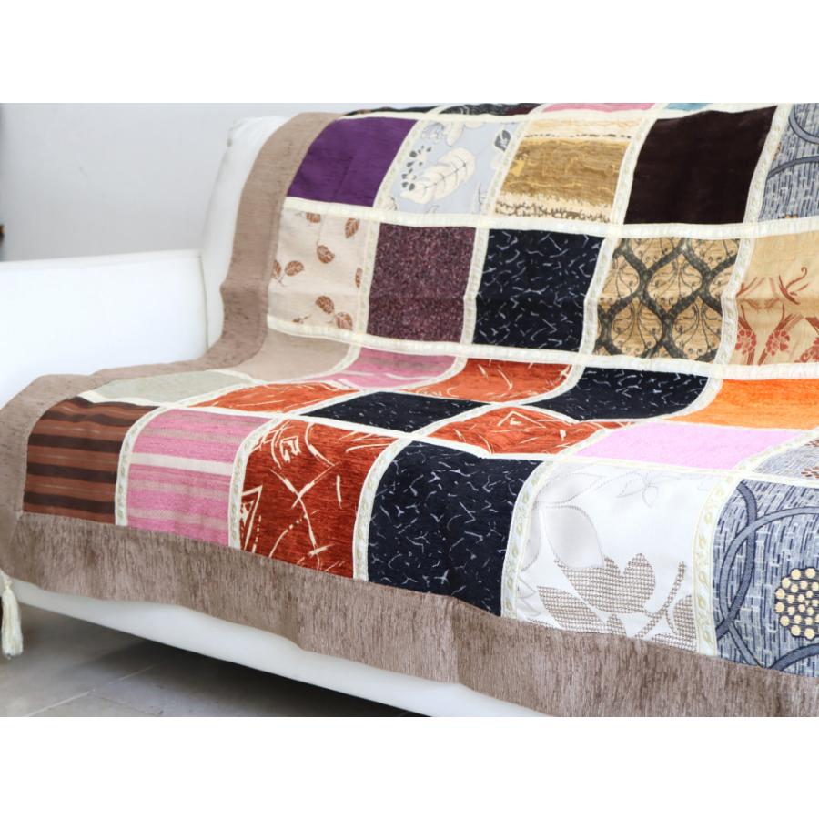 ソファカバー マルチカバー 150cm正方形 パッチワーク シュニール素材 インテリアファブリック トルコ製 | ブランド登録なし | 02