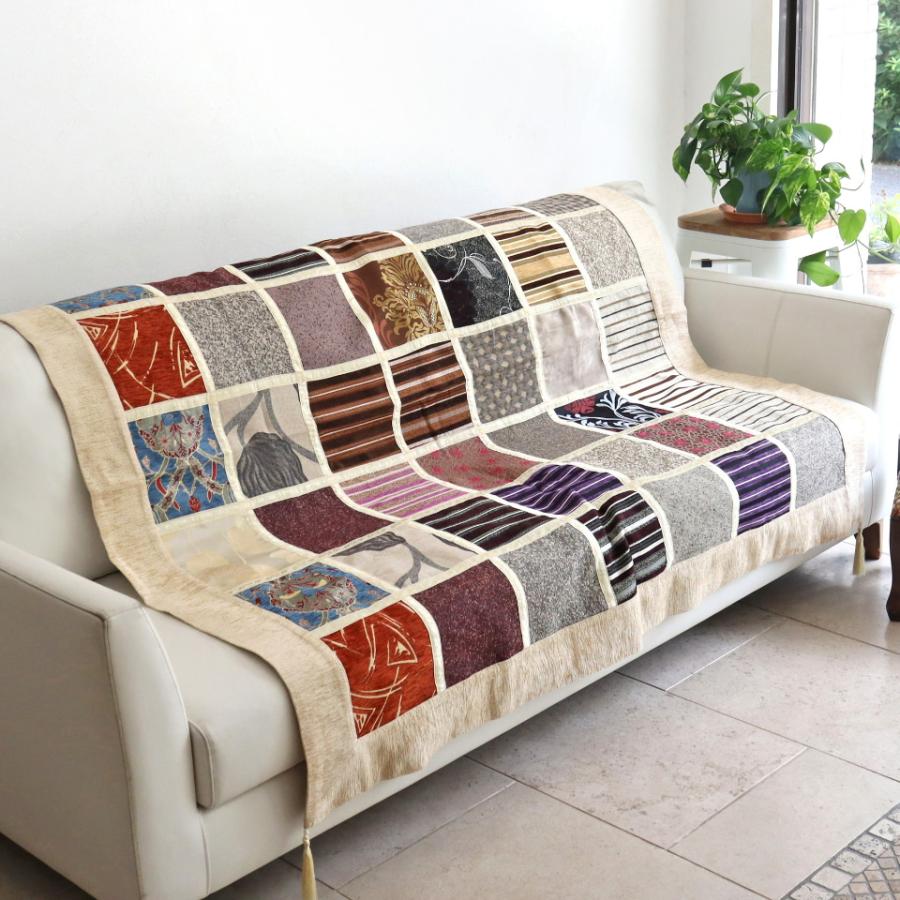 ソファカバー マルチカバー 150cm正方形 パッチワーク シュニール素材 インテリアファブリック トルコ製 | ブランド登録なし
