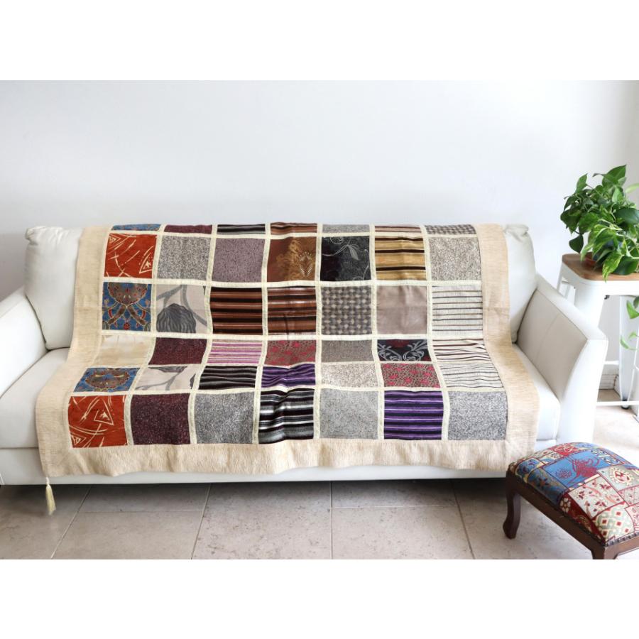 ソファカバー マルチカバー 150cm正方形 パッチワーク シュニール素材 インテリアファブリック トルコ製 | ブランド登録なし | 01