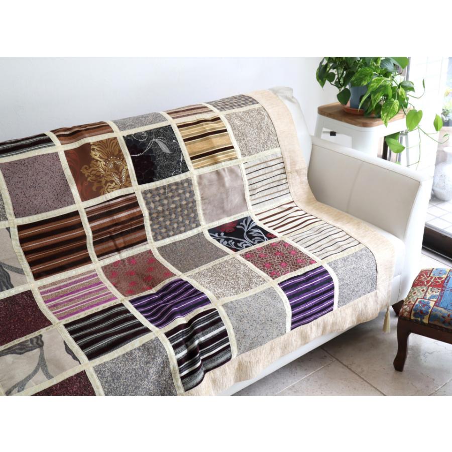 ソファカバー マルチカバー 150cm正方形 パッチワーク シュニール素材 インテリアファブリック トルコ製 | ブランド登録なし | 02