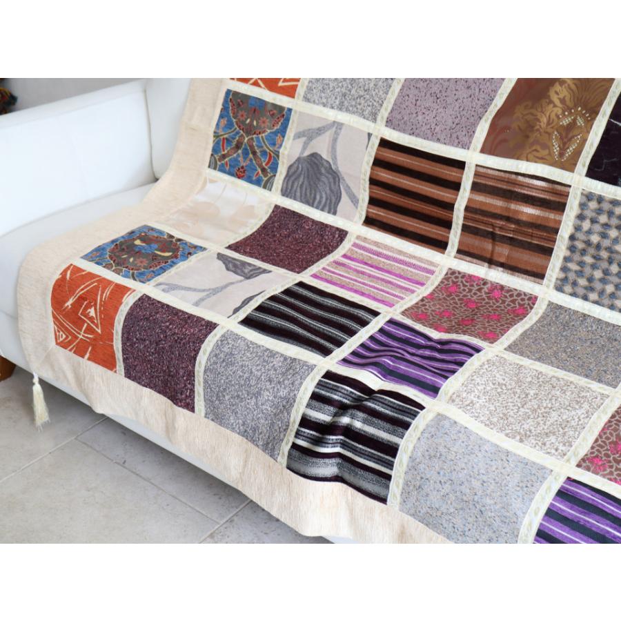 ソファカバー マルチカバー 150cm正方形 パッチワーク シュニール素材 インテリアファブリック トルコ製 | ブランド登録なし | 03