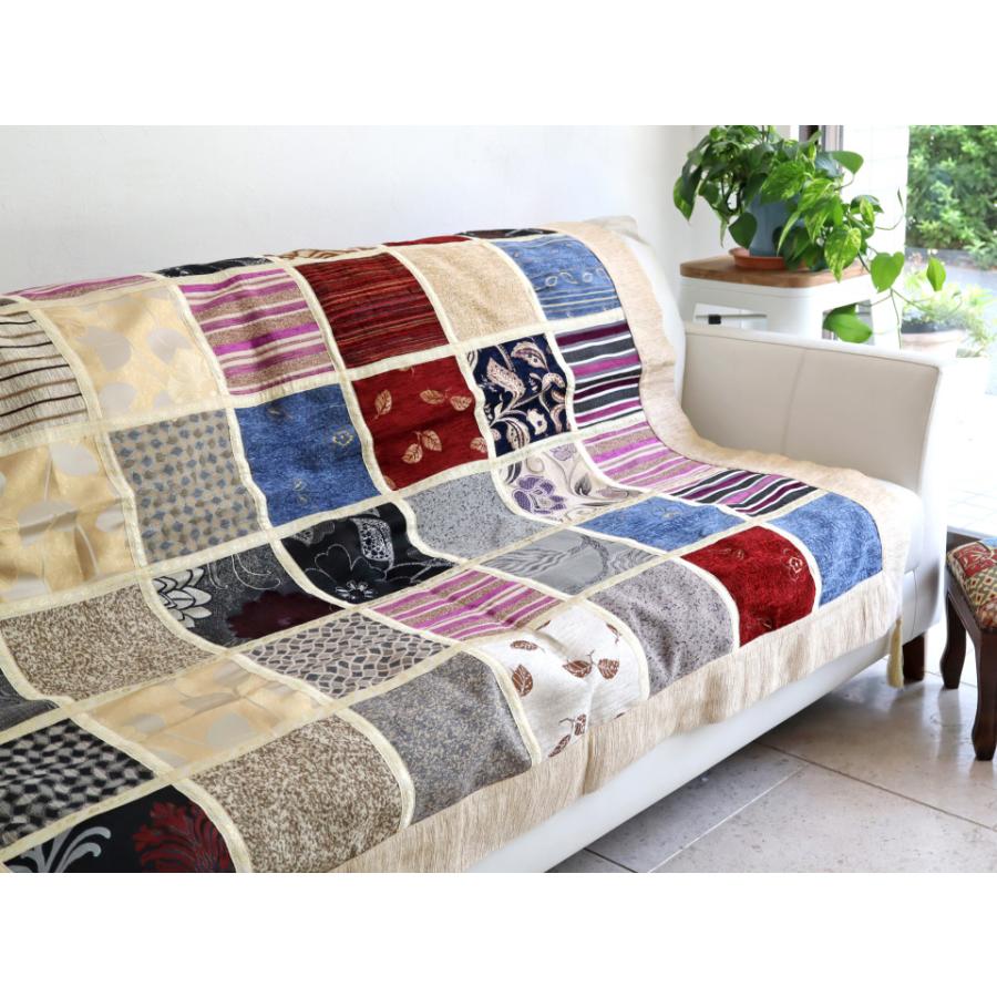 ソファカバー マルチカバー 150cm正方形 パッチワーク シュニール素材 インテリアファブリック トルコ製 | ブランド登録なし | 01