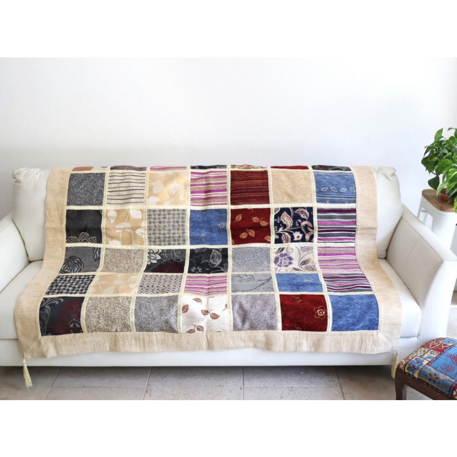 ソファカバー マルチカバー 150cm正方形 パッチワーク シュニール素材 インテリアファブリック トルコ製 | ブランド登録なし | 02