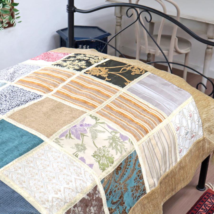 ベッドカバー ベッドスプレッド シングルサイズ パッチワーク シュニール素材 インテリアファブリック トルコ製 | ブランド登録なし